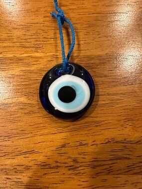 Evil Eye Glass Pendant in Cobalt Blue, White, Baby Blue and Black.